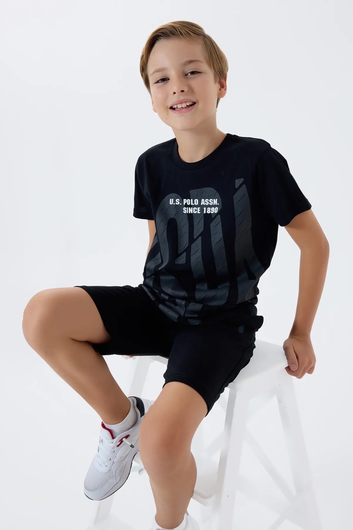 U.S. Polo Assn. Black Boys Black Two Pieces Set SKU: US2429_Black Image 01