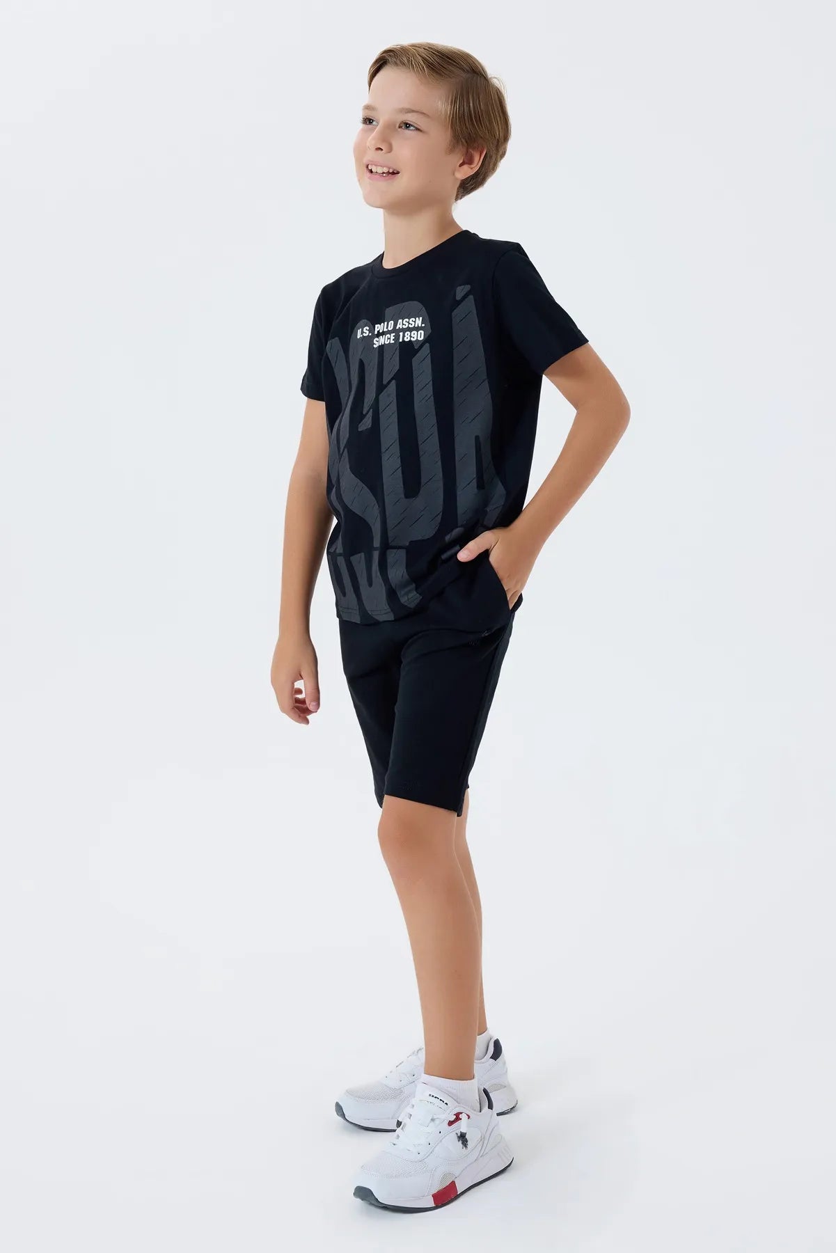 U.S. Polo Assn. Black Boys Black Two Pieces Set SKU: US2429_Black Image 02