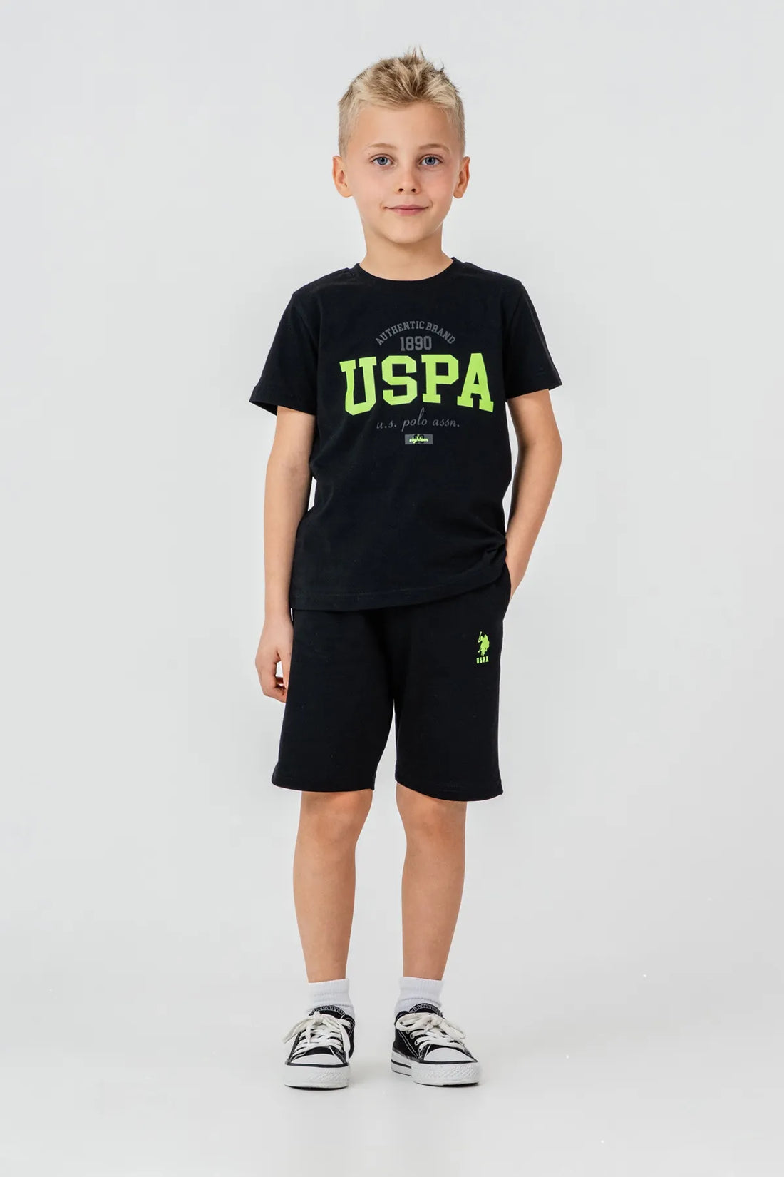 U.S. Polo Assn. Black Boys Black Two Pieces Set SKU: US2430_Black Image 01
