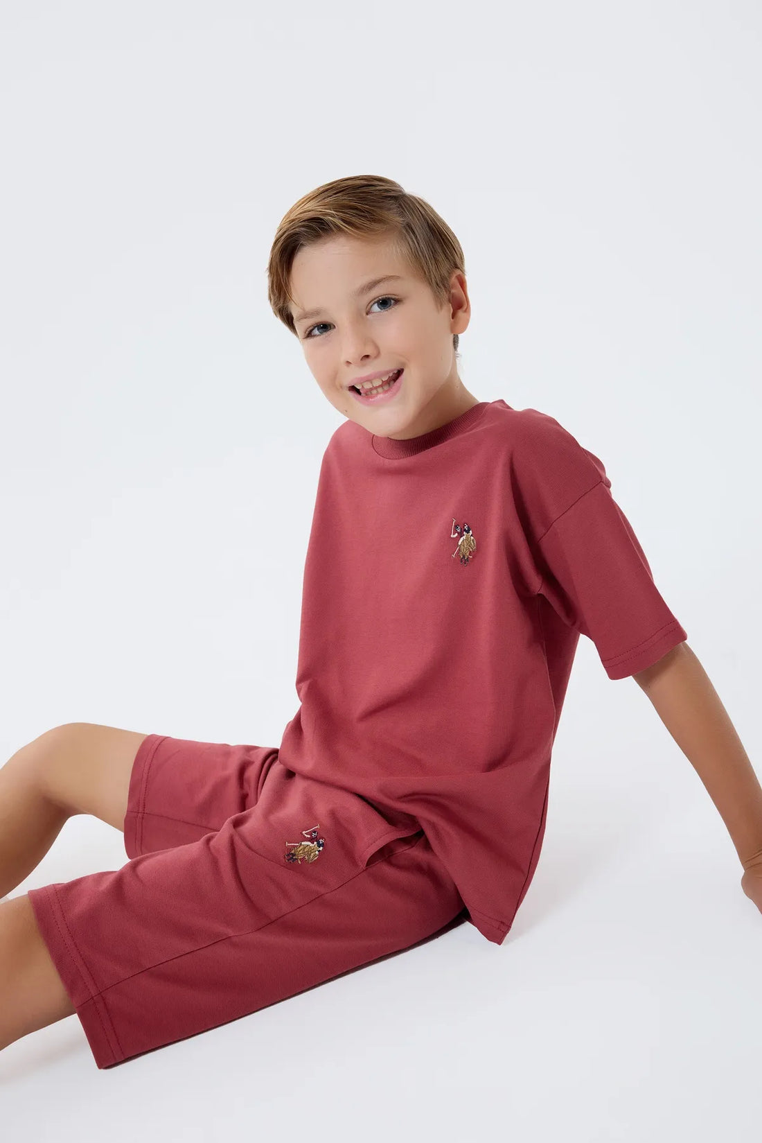 U.S. Polo Assn. Claret Red Boys Claret Red Two Pieces Set SKU: US2434_Claret Red Image 01
