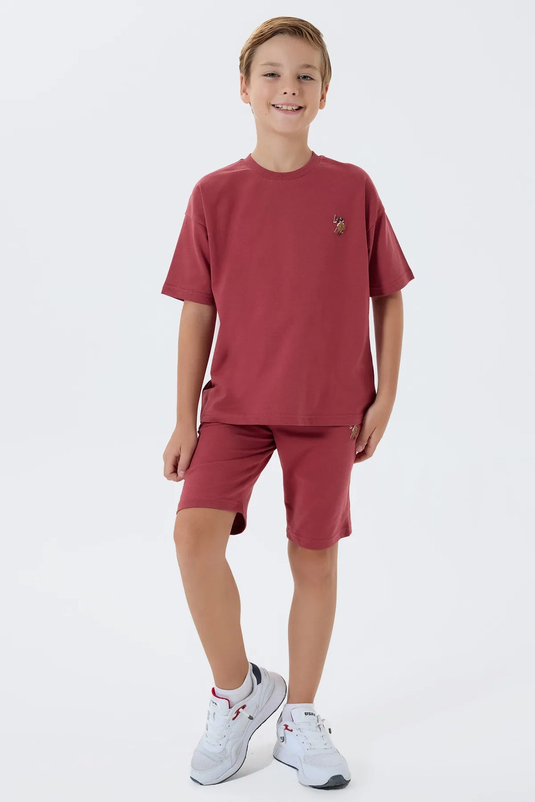 U.S. Polo Assn. Claret Red Boys Claret Red Two Pieces Set SKU: US2434_Claret Red Image 02