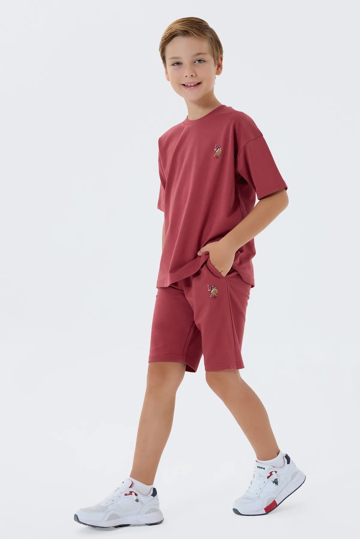 U.S. Polo Assn. Claret Red Boys Claret Red Two Pieces Set SKU: US2434_Claret Red Image 06
