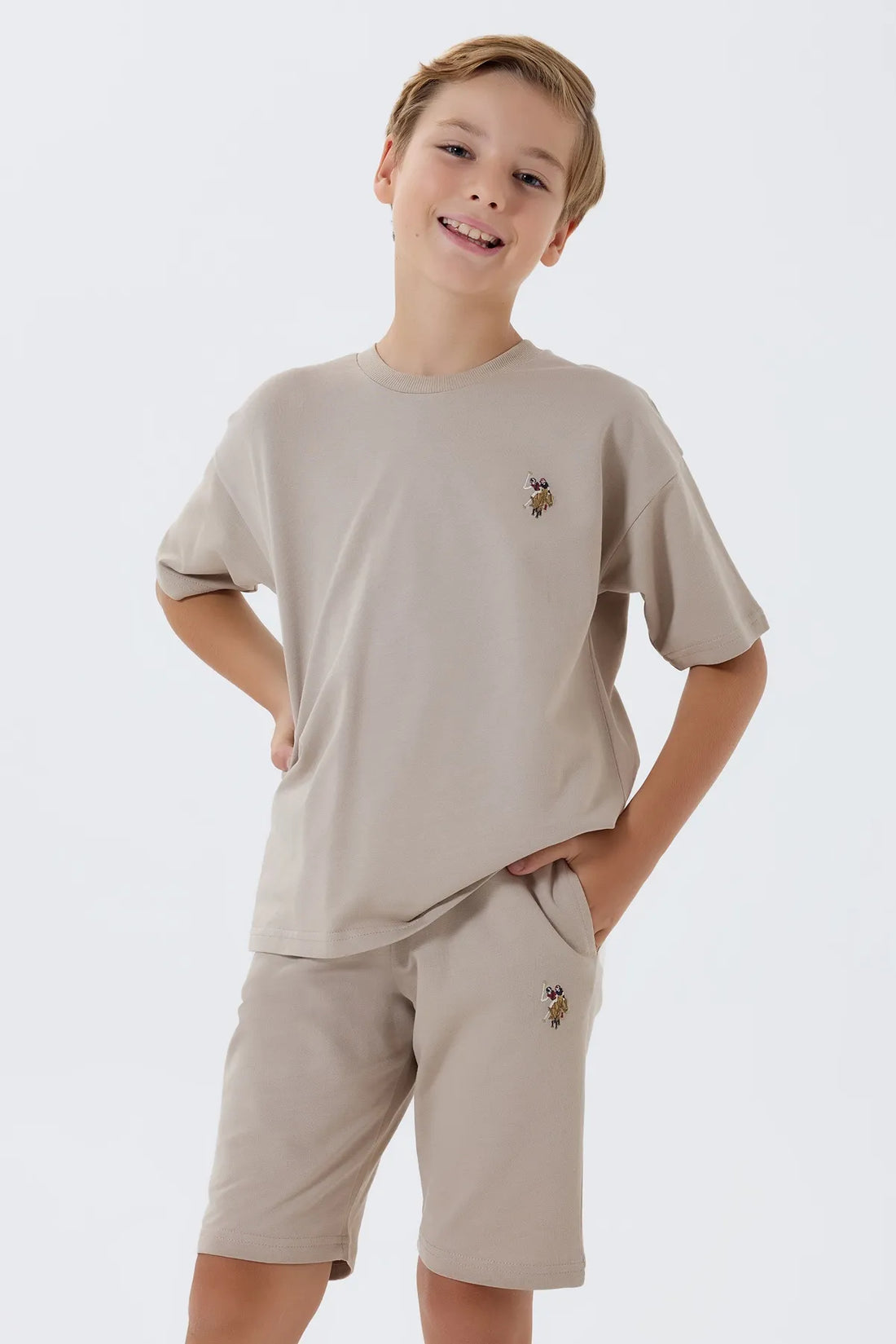U.S. Polo Assn. Sand Boys Sand Two Pieces Set SKU: US2434_Sand Image 01
