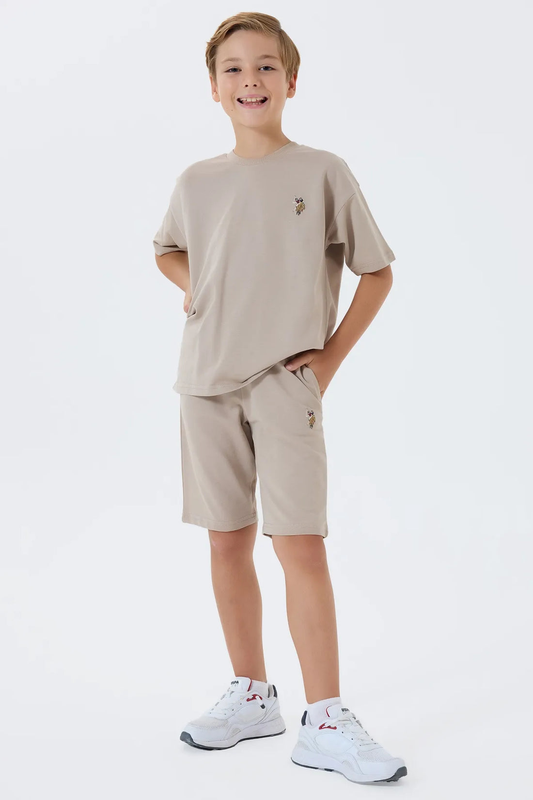 U.S. Polo Assn. Sand Boys Sand Two Pieces Set SKU: US2434_Sand Image 02