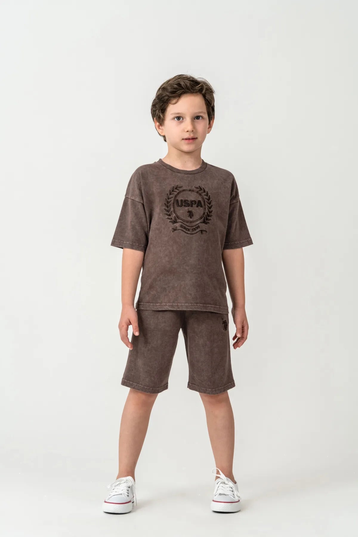 U.S. Polo Assn. Chocolate Boys Chocolate Two Pieces Set SKU: US2436_Chocolate Image 02