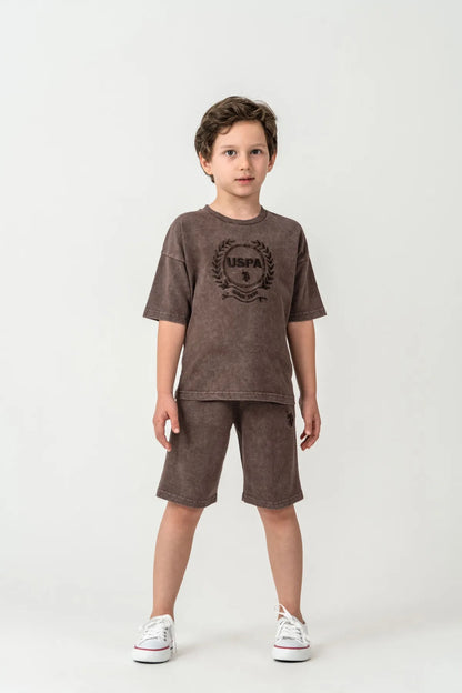 U.S. Polo Assn. Chocolate Boys Chocolate Two Pieces Set SKU: US2436_Chocolate Image 02