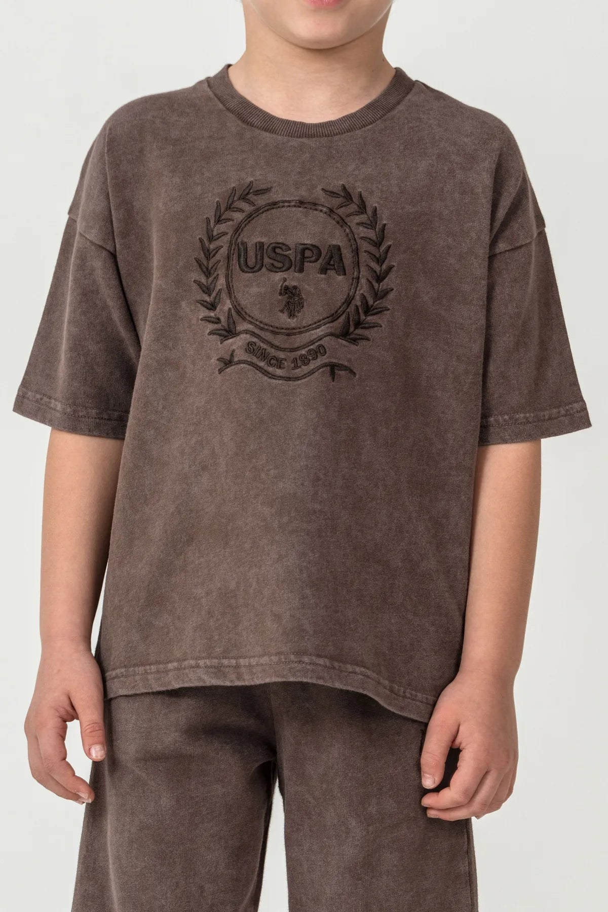 U.S. Polo Assn. Chocolate Boys Chocolate Two Pieces Set SKU: US2436_Chocolate Image 03