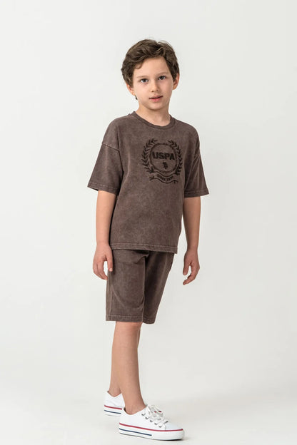 U.S. Polo Assn. Chocolate Boys Chocolate Two Pieces Set SKU: US2436_Chocolate Image 06