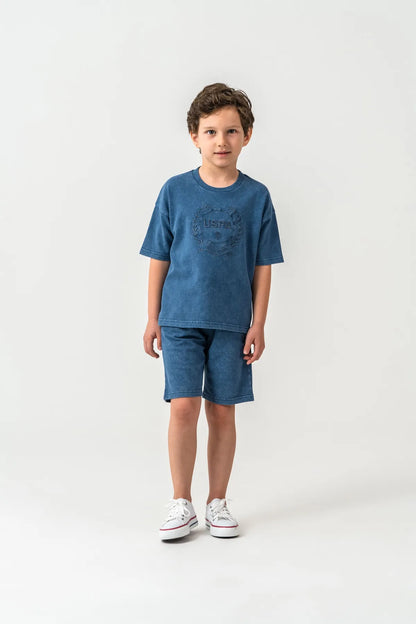 U.S. Polo Assn. Dark Indigo Boys Dark Indigo Two Pieces Set SKU: US2436_Dark Indigo Image 02