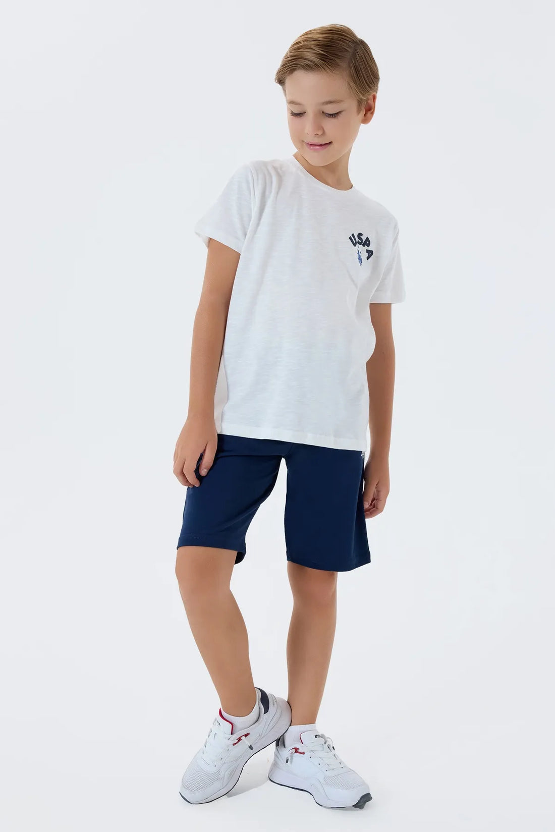 U.S. Polo Assn. White Boys White Two Pieces Set SKU: US2442_White Image 02