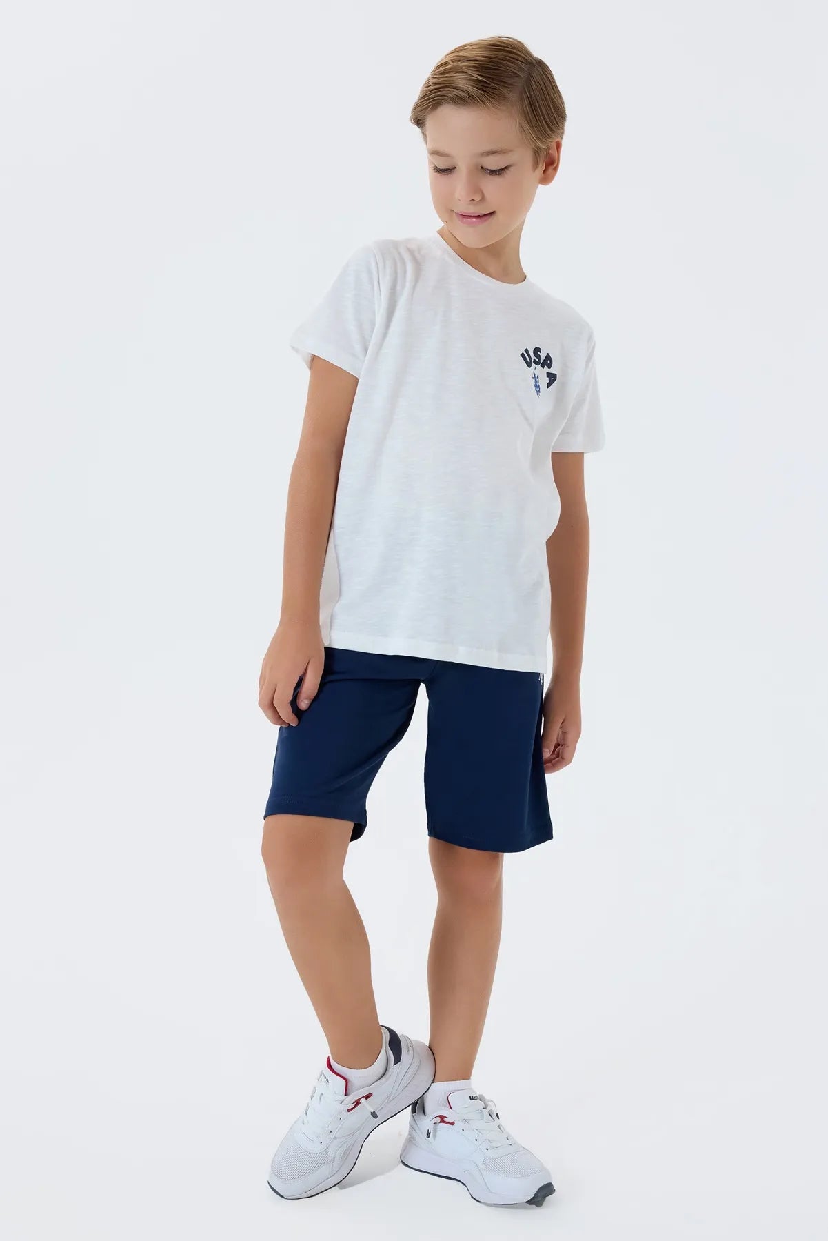 U.S. Polo Assn. White Boys White Two Pieces Set SKU: US2442_White Image 02