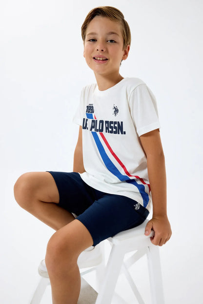 U.S. Polo Assn. White Boys White Two Pieces Set SKU: US2443_White Image 01