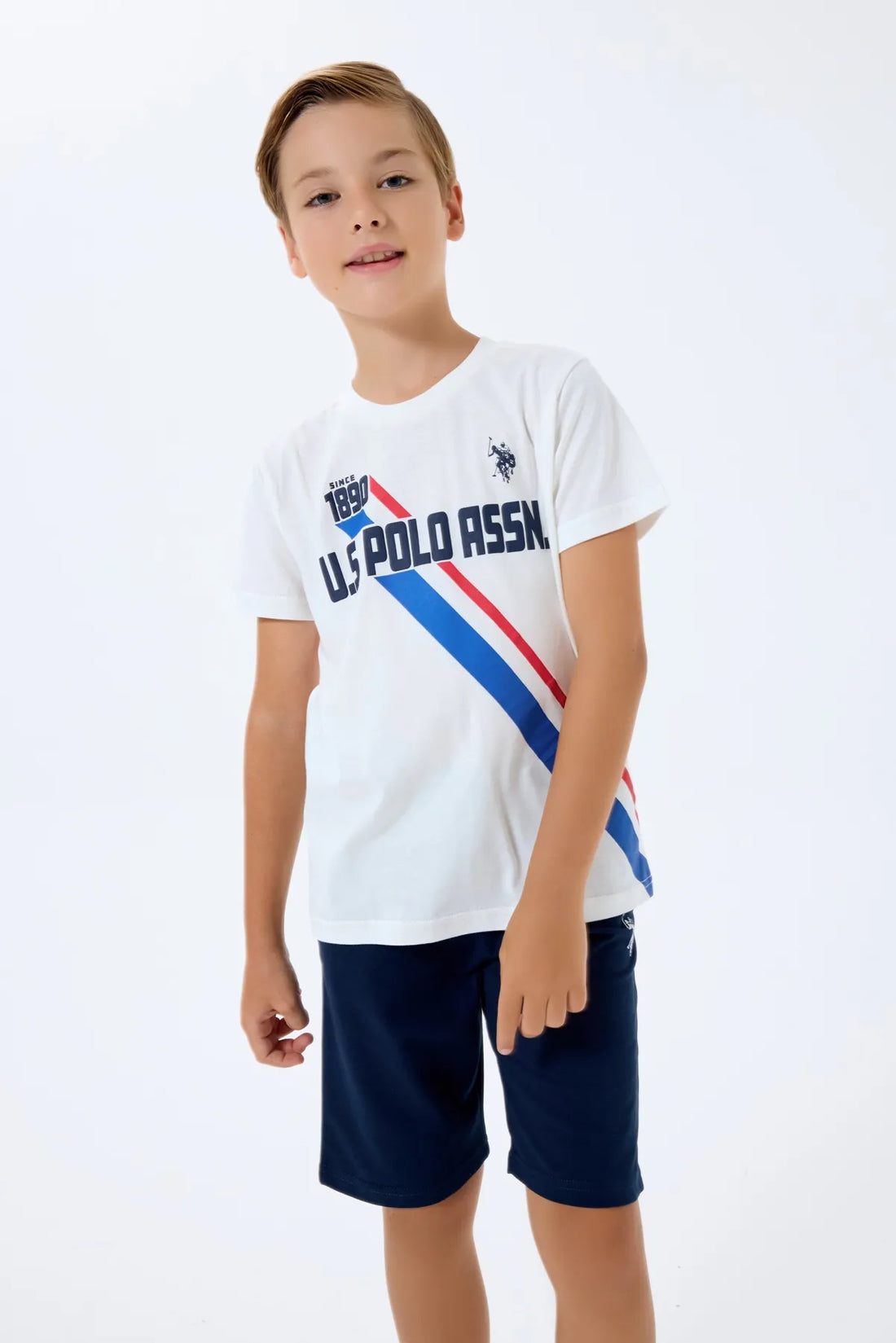 U.S. Polo Assn. White Boys White Two Pieces Set SKU: US2443_White Image 02