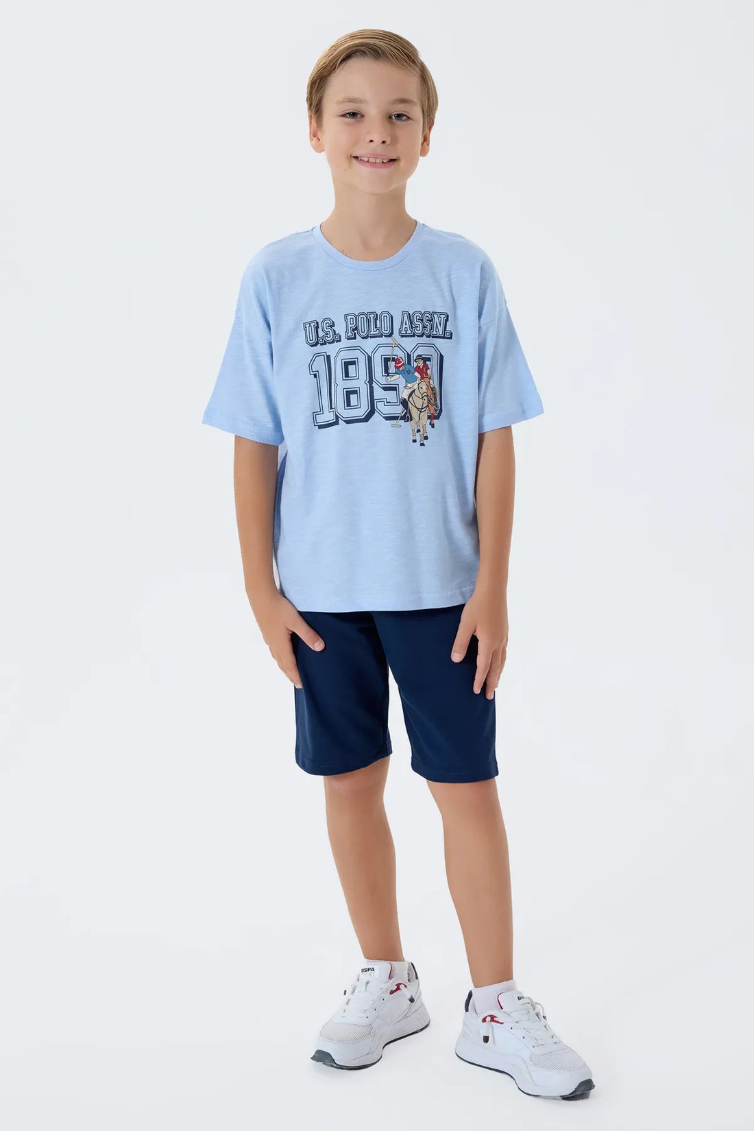 U.S. Polo Assn. Blue Boys Blue Two Pieces Set SKU: US2444_Blue Image 02