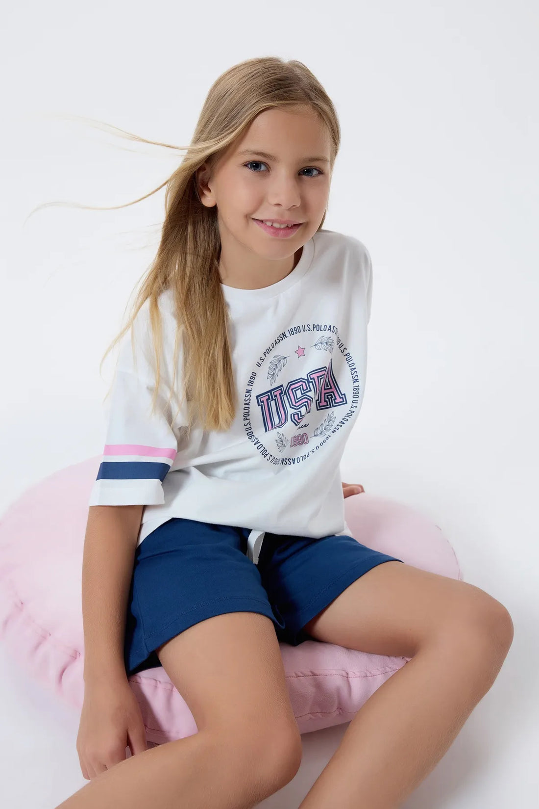 U.S. Polo Assn. White Girls White Two Pieces Set SKU: US2501_White Image 01