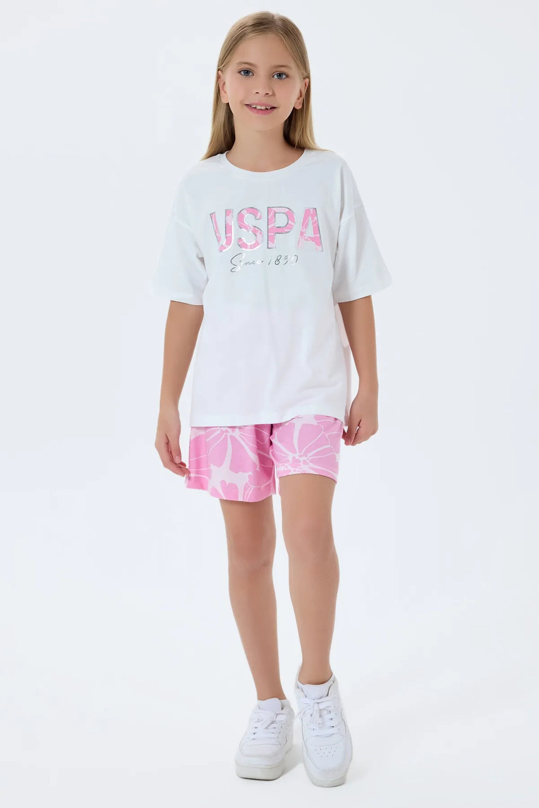U.S. Polo Assn. White Girls White Two Pieces Set SKU: US2507_White Image 01