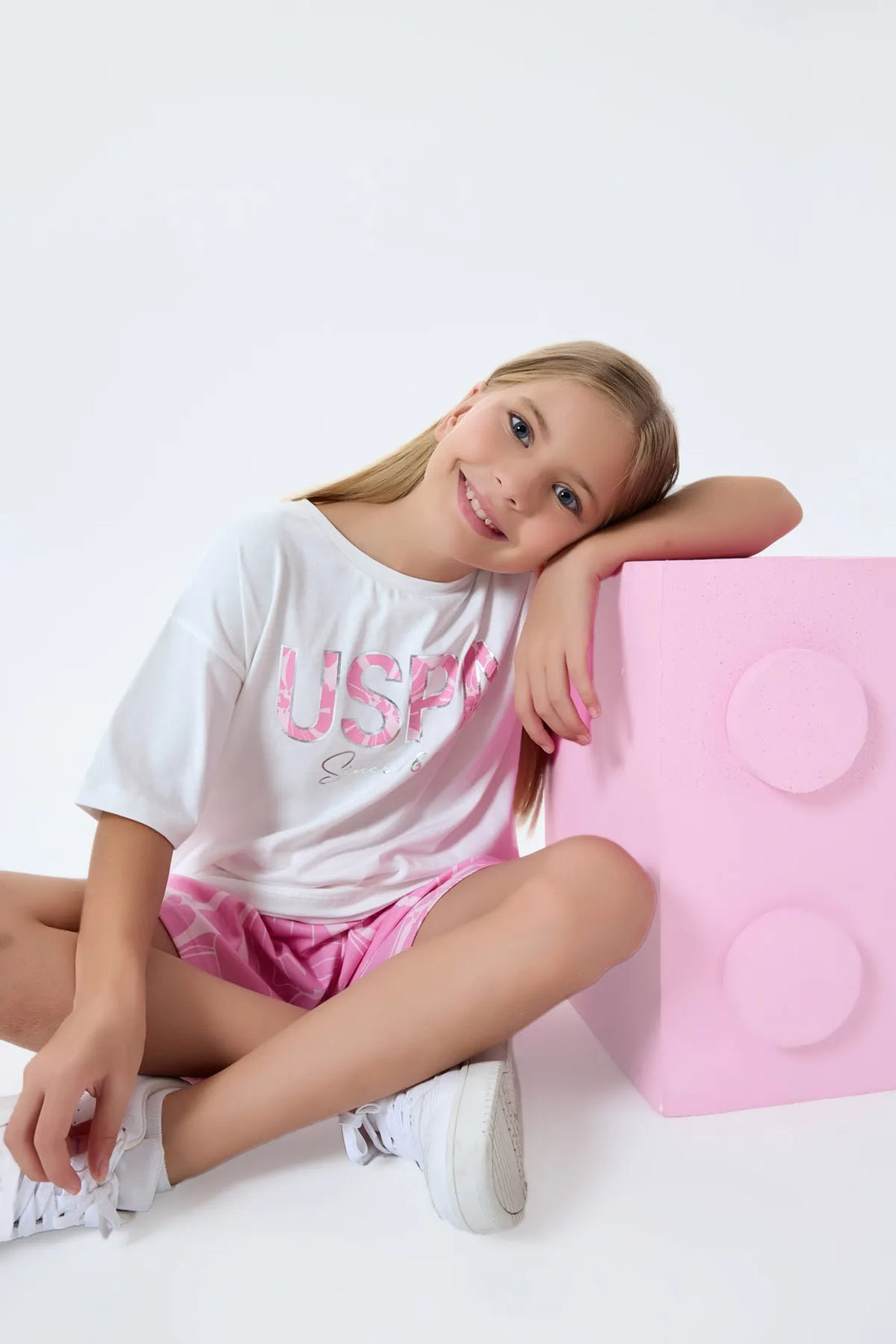 U.S. Polo Assn. White Girls White Two Pieces Set SKU: US2507_White Image 02