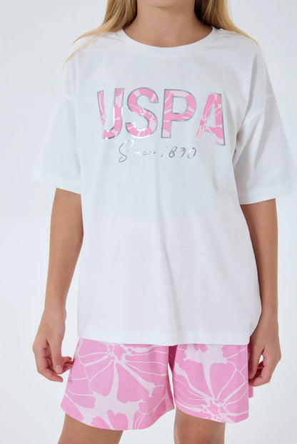 U.S. Polo Assn. White Girls White Two Pieces Set SKU: US2507_White Image 03