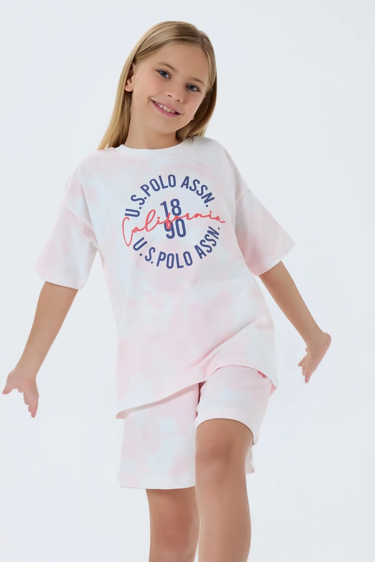 U.S. Polo Assn. Coral Girls Coral Two Pieces Set SKU: US2514_Coral Image 02