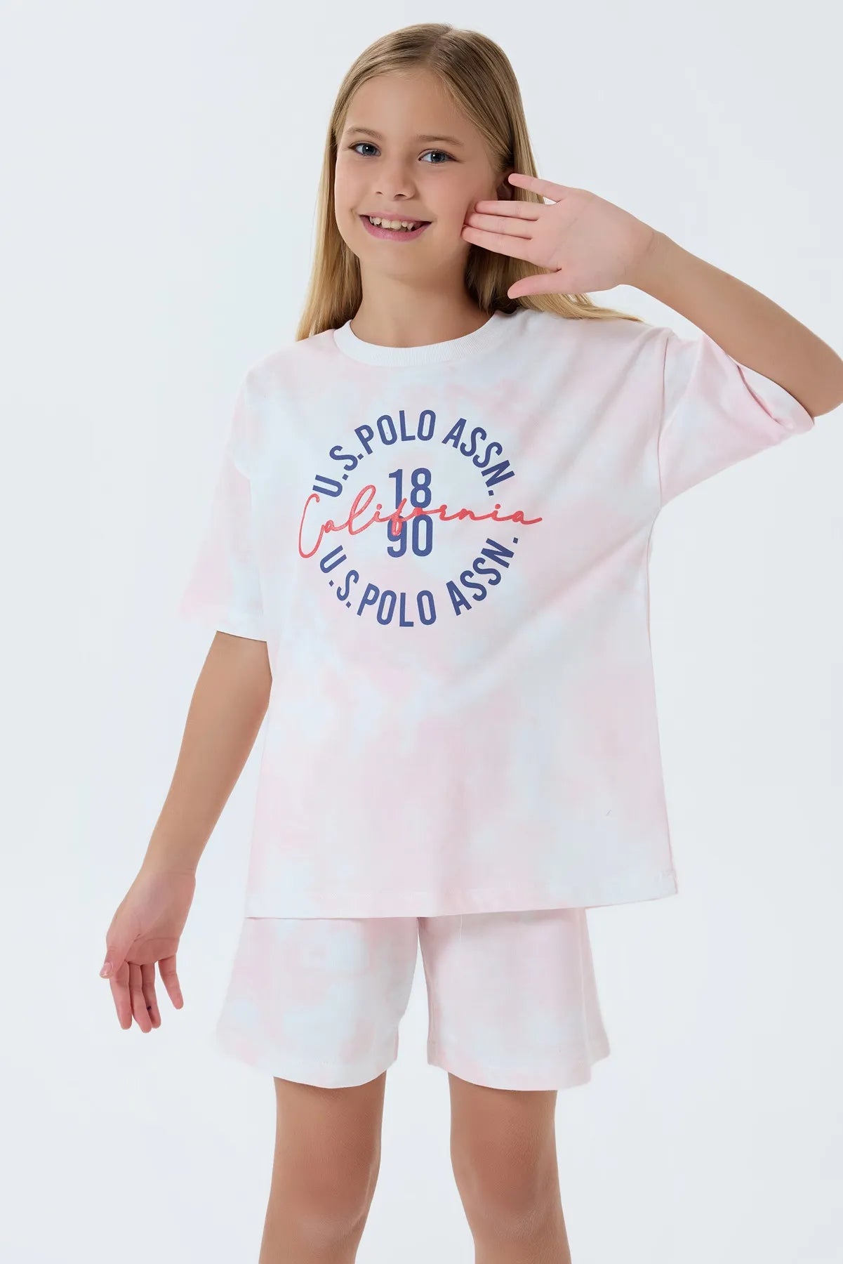 U.S. Polo Assn. Coral Girls Coral Two Pieces Set SKU: US2514_Coral Image 07