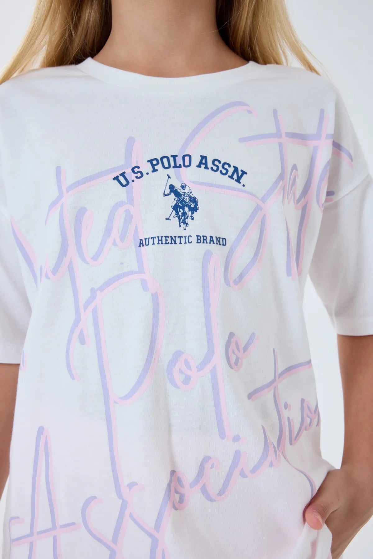 U.S. Polo Assn. White-Pink Girls White-Pink Two Pieces Set SKU: US2515_White-Pink Image 03