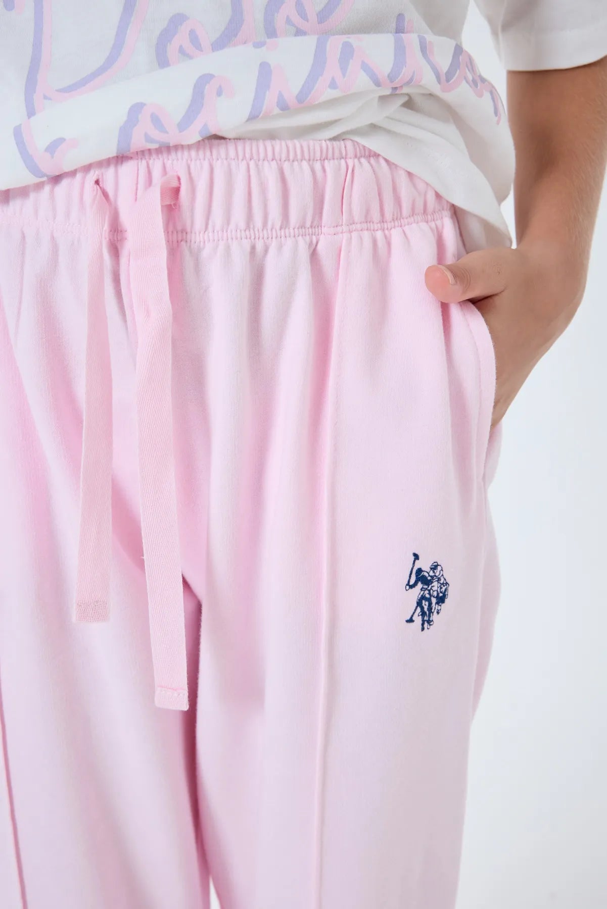 U.S. Polo Assn. White-Pink Girls White-Pink Two Pieces Set SKU: US2515_White-Pink Image 05