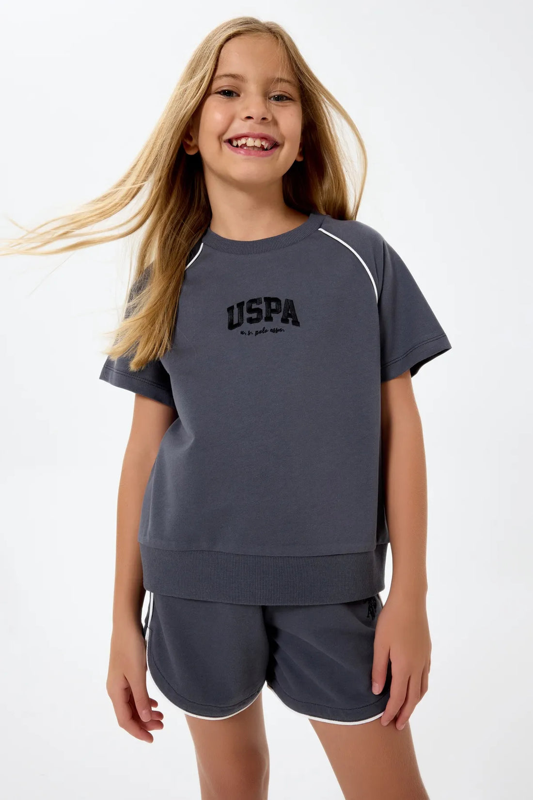 U.S. Polo Assn. Smoky Girls Smoky Two Pieces Set SKU: US2528_Smoky Image 01