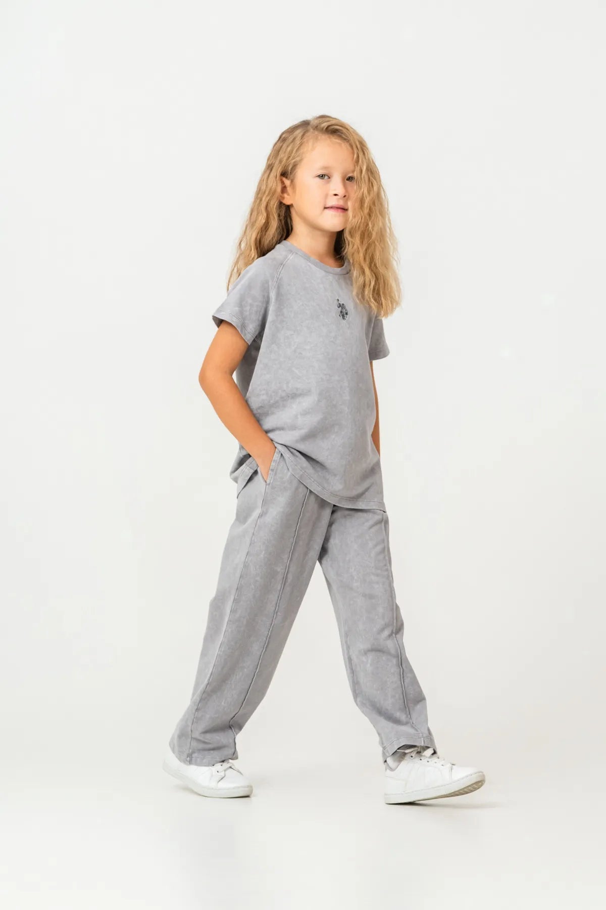 U.S. Polo Assn. Grey Girls Grey Two Pieces Set SKU: US2529_Grey Image 06