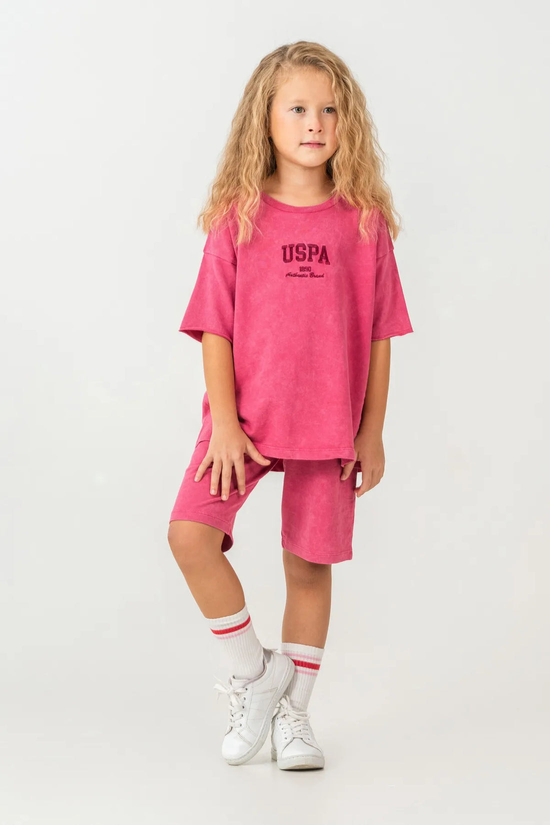 U.S. Polo Assn. Fuchsia Girls Fuchsia Two Pieces Set SKU: US2530_Fuchsia Image 01