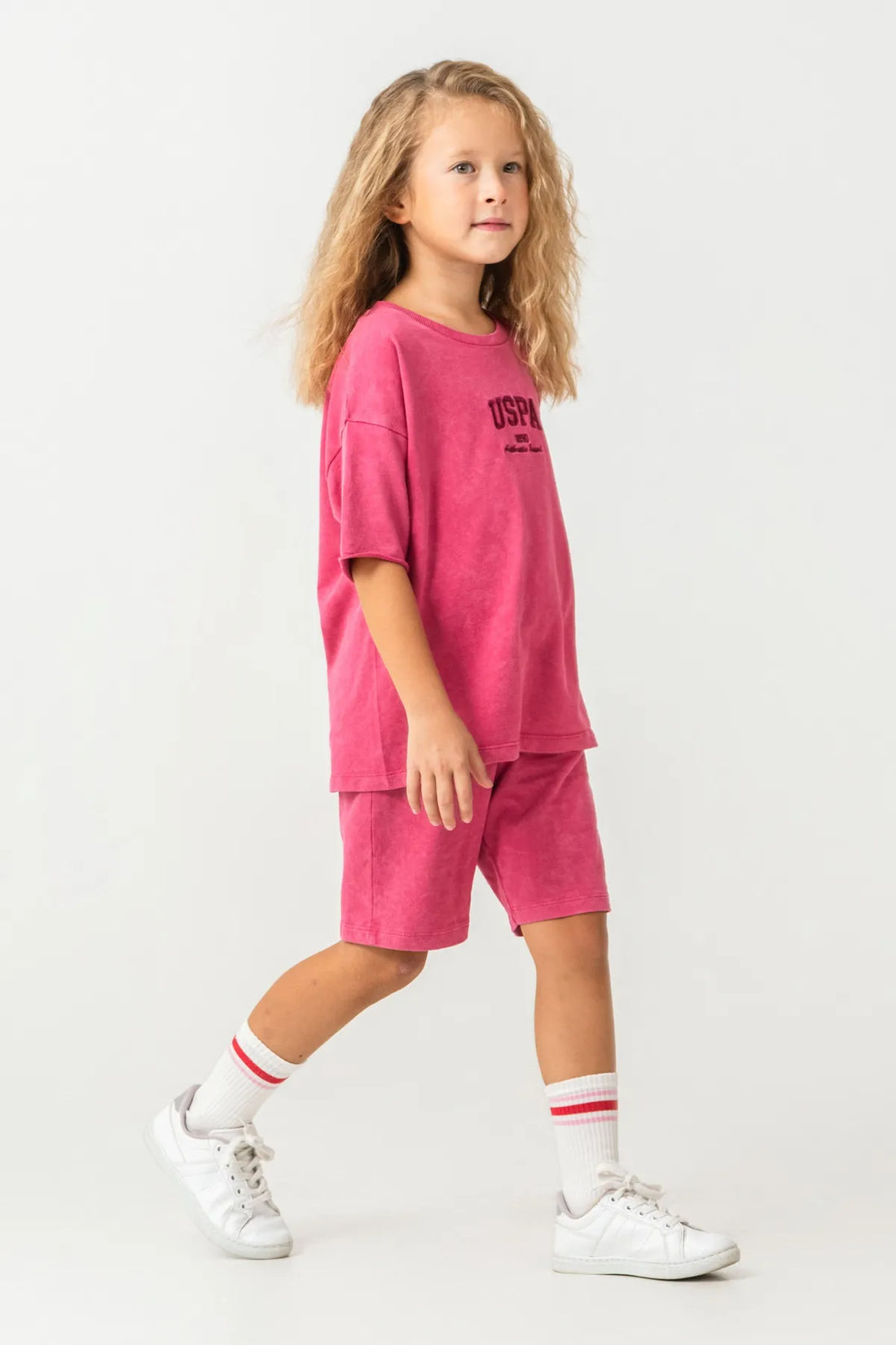 U.S. Polo Assn. Fuchsia Girls Fuchsia Two Pieces Set SKU: US2530_Fuchsia Image 02