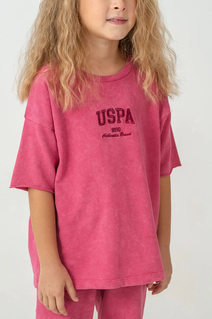 U.S. Polo Assn. Fuchsia Girls Fuchsia Two Pieces Set SKU: US2530_Fuchsia Image 03