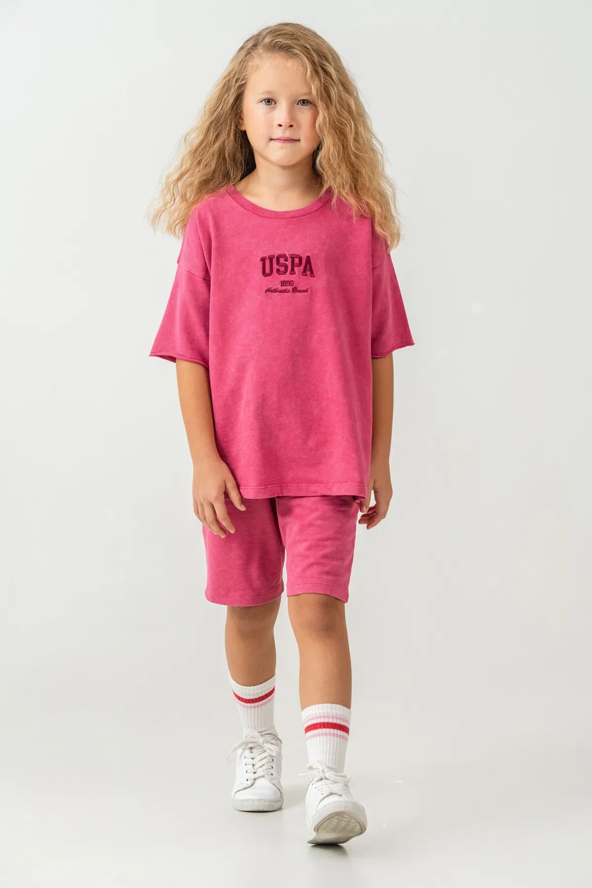 U.S. Polo Assn. Fuchsia Girls Fuchsia Two Pieces Set SKU: US2530_Fuchsia Image 05