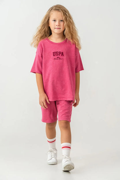 U.S. Polo Assn. Fuchsia Girls Fuchsia Two Pieces Set SKU: US2530_Fuchsia Image 05