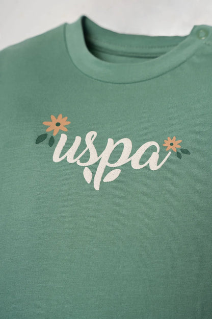 U.S. Polo Assn. Green Baby Girl Green T-Shirt and Short Set SKU: USB2982_Green Image 02