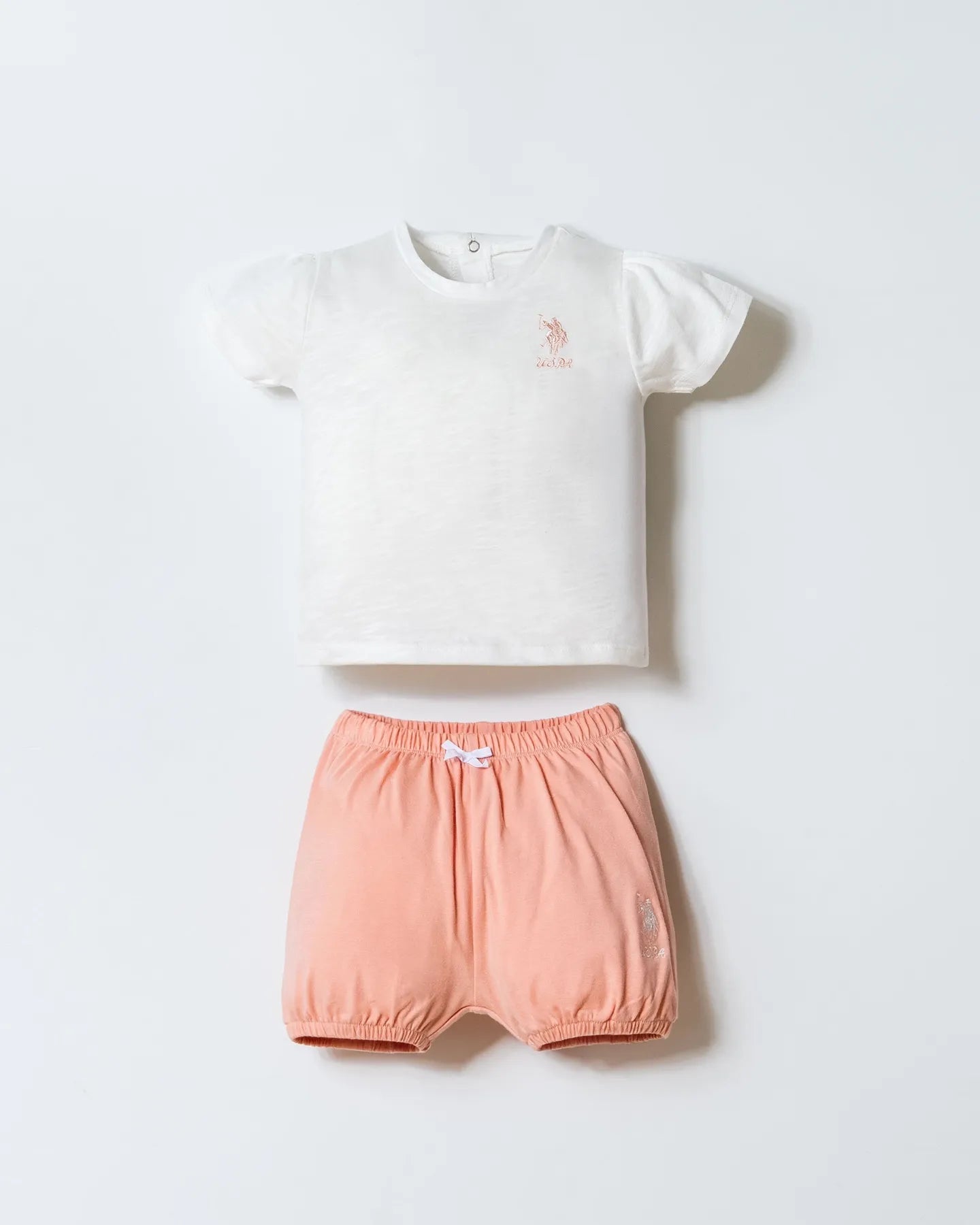 U.S. Polo Assn. White-Powder Baby Girl White-Powder T-Shirt and Short Set SKU: USB2987_White-Powder Image 01
