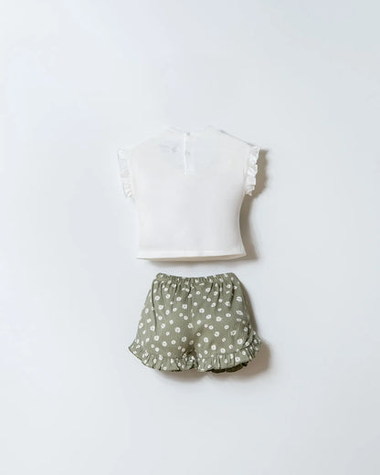 U.S. Polo Assn. White-Green Baby Girl White-Green T-Shirt and Short Set SKU: USB2993_White-Green Image 04