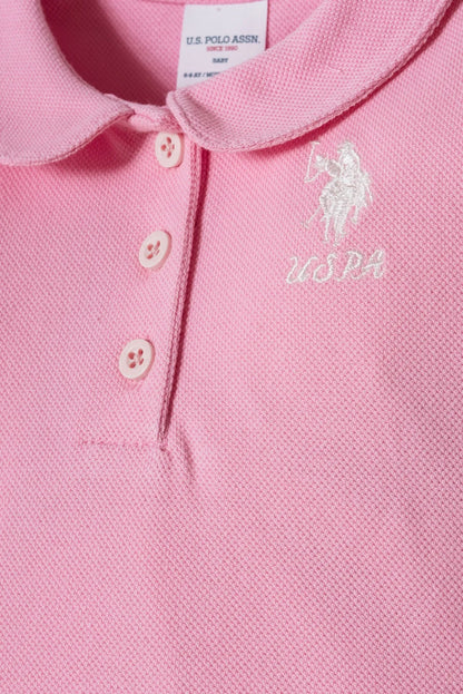U.S. Polo Assn. Pink Baby Girl Pink T-Shirt and Short Set SKU: USB3028_Pink Image 06