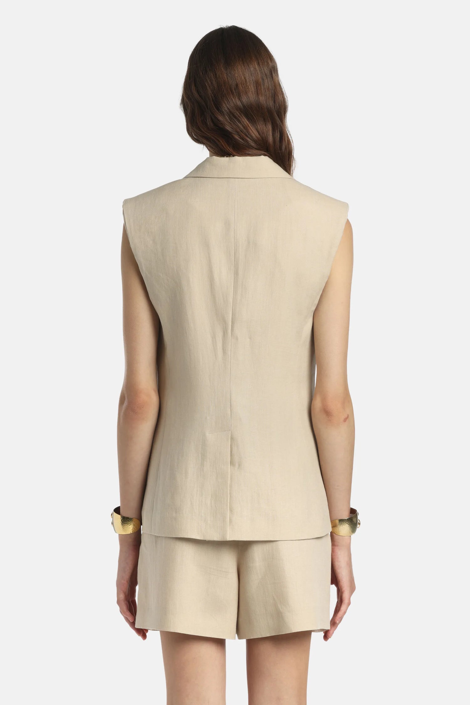 Luisa Spagnoli Beige Women Valeggio - Sleeveless Blazer SKU: VALEGGIO_1102 Image 02
