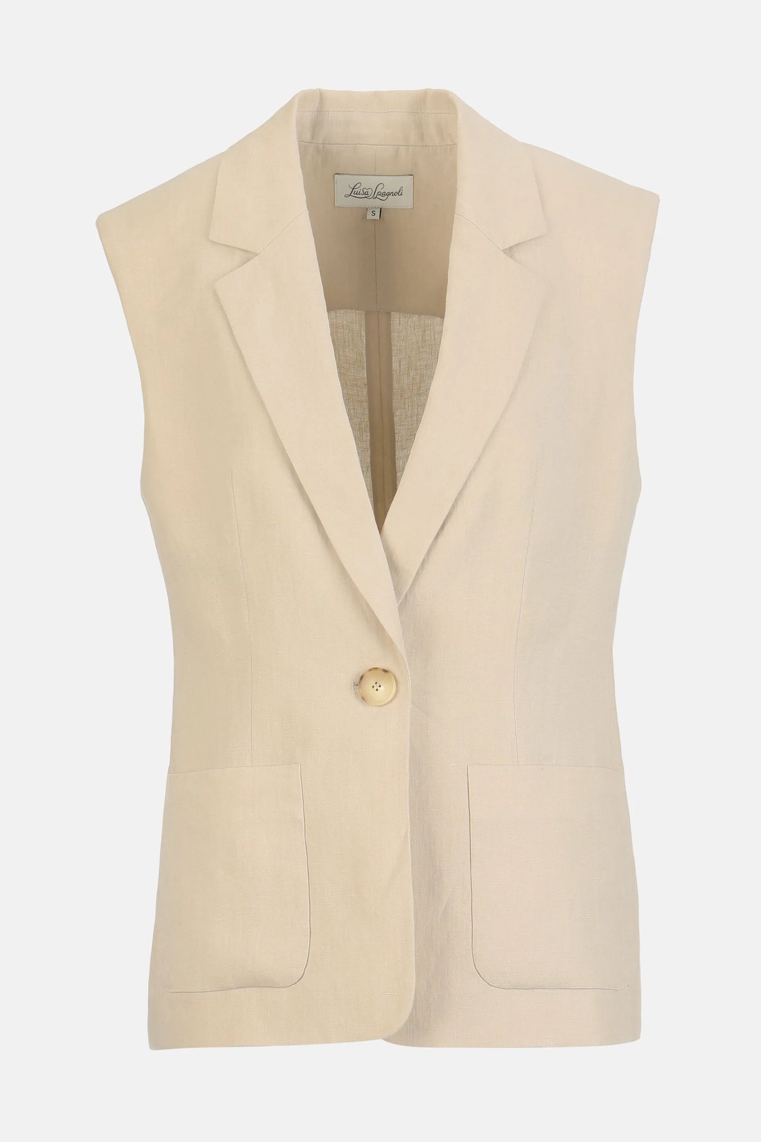 Luisa Spagnoli Beige Women Valeggio - Sleeveless Blazer SKU: VALEGGIO_1102 Image 06