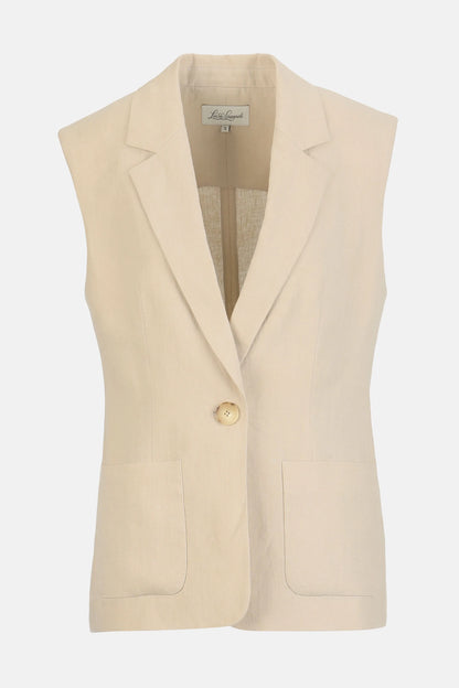 Luisa Spagnoli Beige Women Valeggio - Sleeveless Blazer SKU: VALEGGIO_1102 Image 06