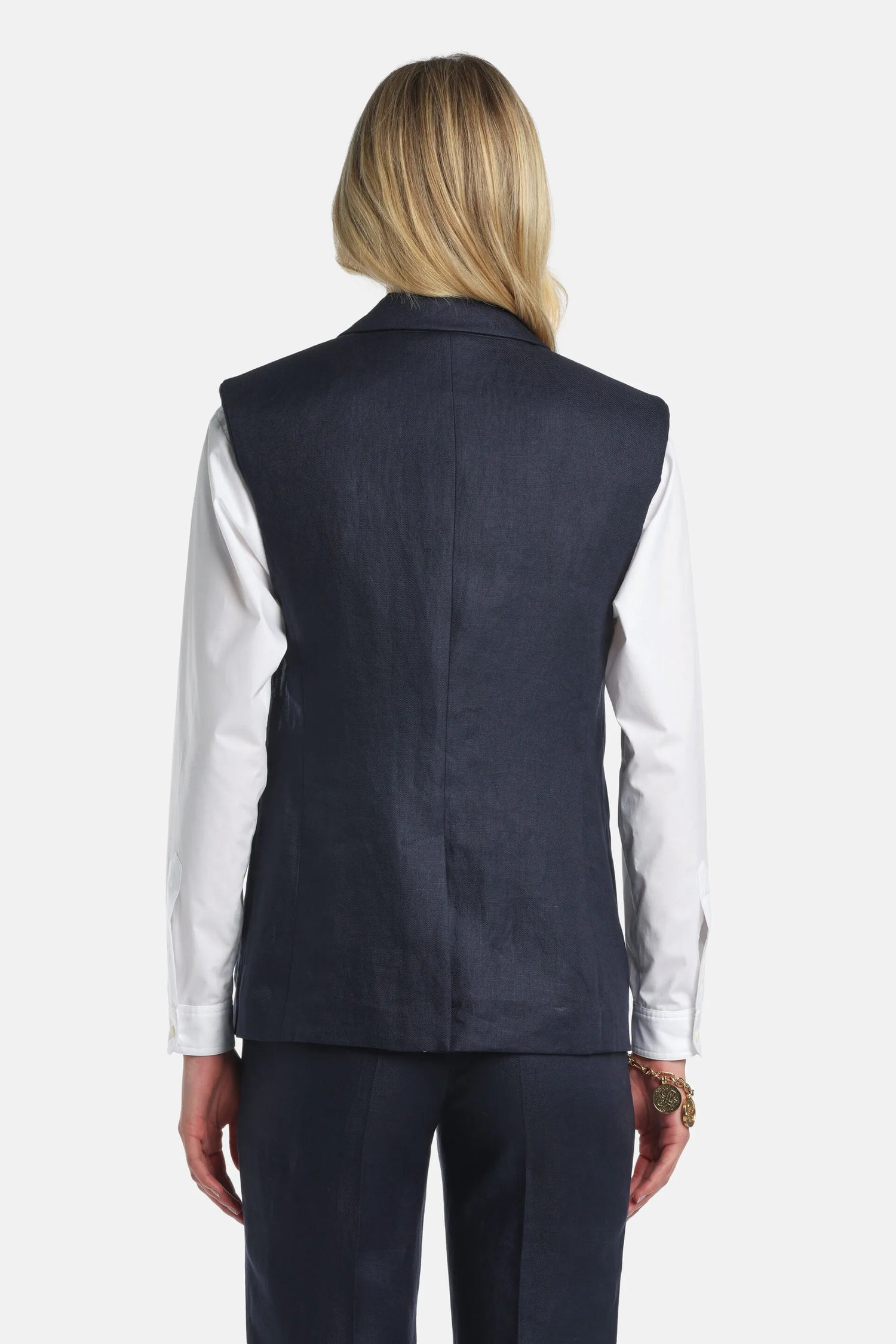 Luisa Spagnoli Blu Women Valeggio - Sleeveless Blazer SKU: VALEGGIO_1234 Image 02