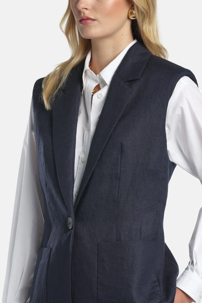 Luisa Spagnoli Blu Women Valeggio - Sleeveless Blazer SKU: VALEGGIO_1234 Image 03