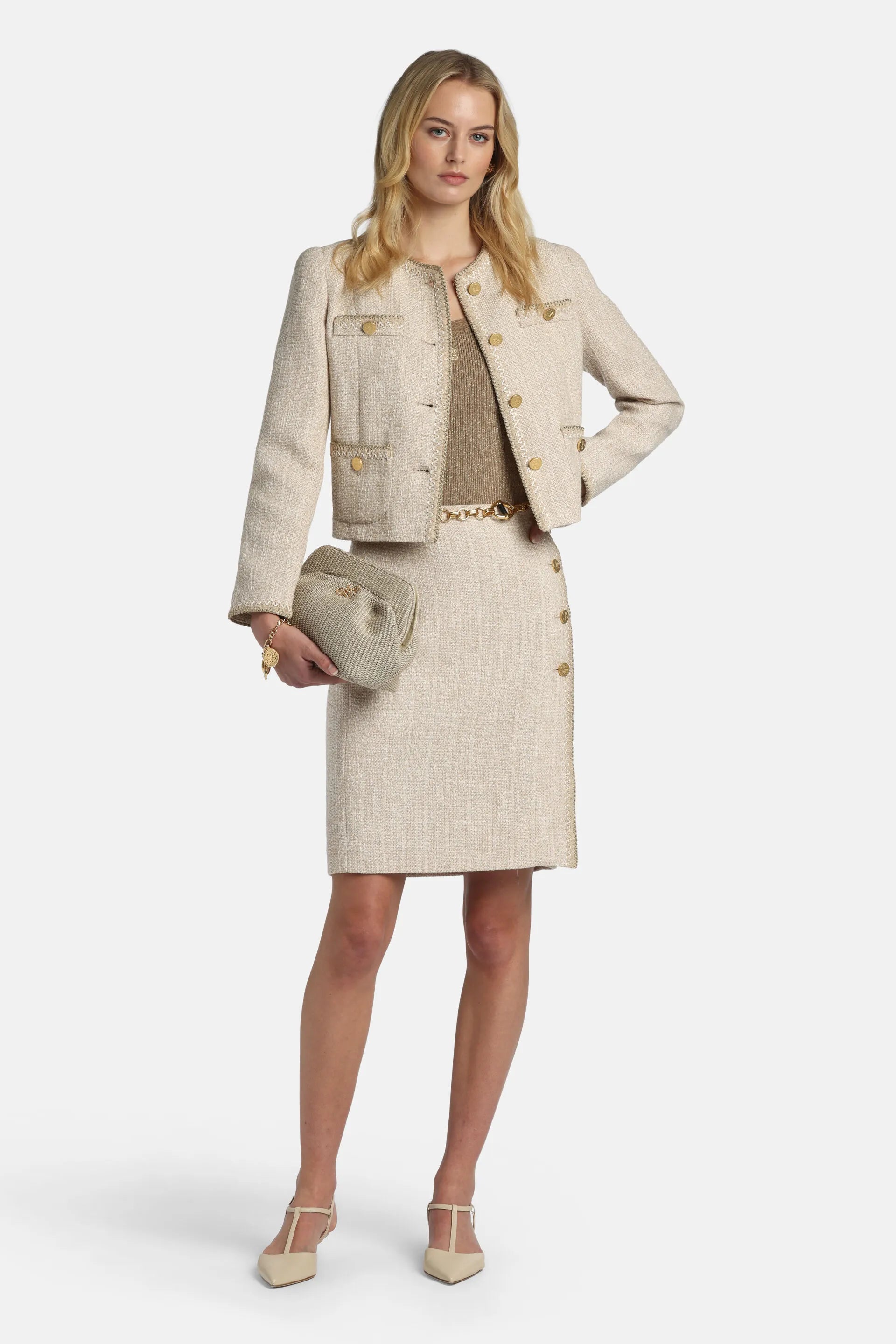 Luisa Spagnoli_Beige_Vasari - Bon-Ton Jacket With Gold Details_VASARI_3094_05
