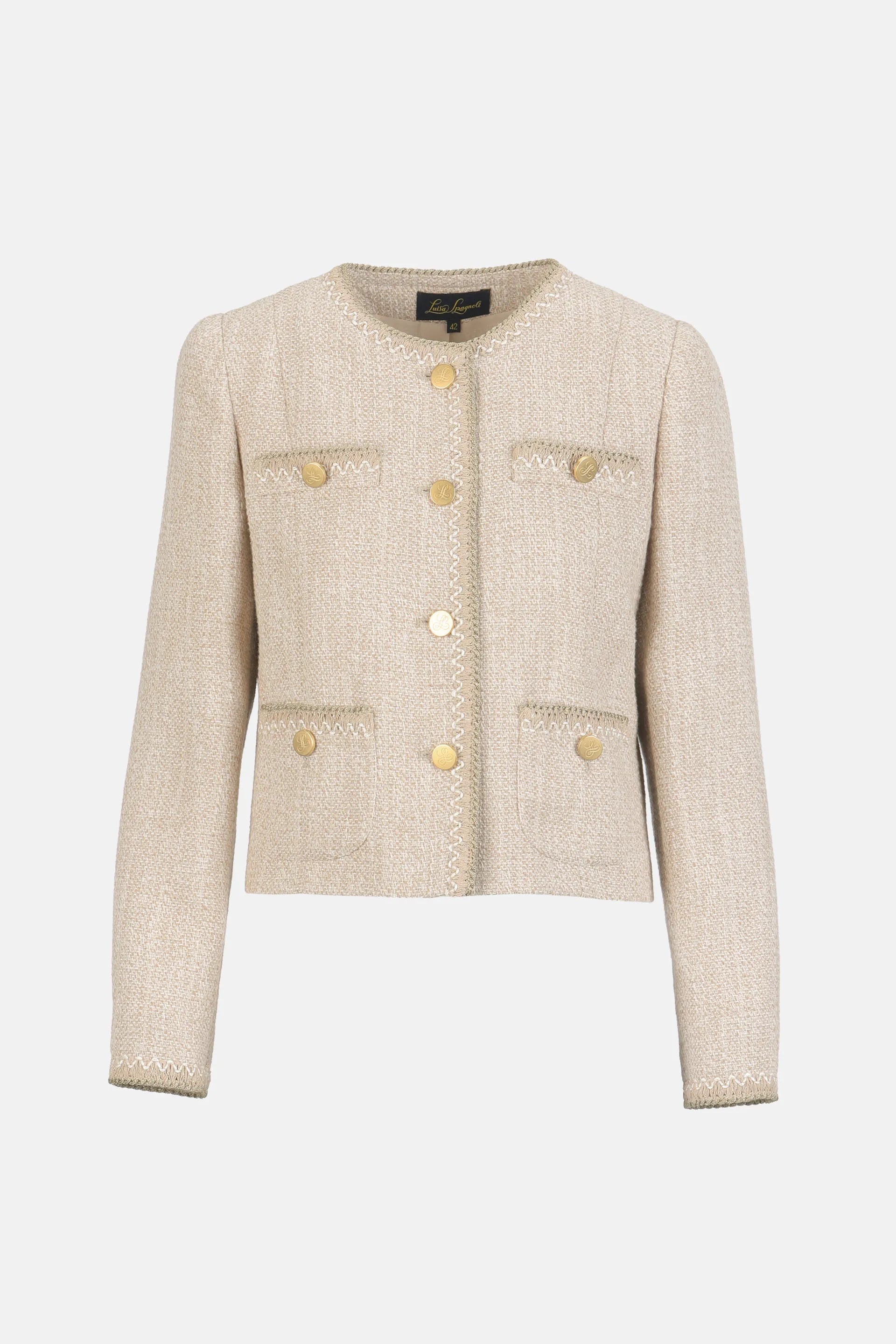 Luisa Spagnoli_Beige_Vasari - Bon-Ton Jacket With Gold Details_VASARI_3094_06