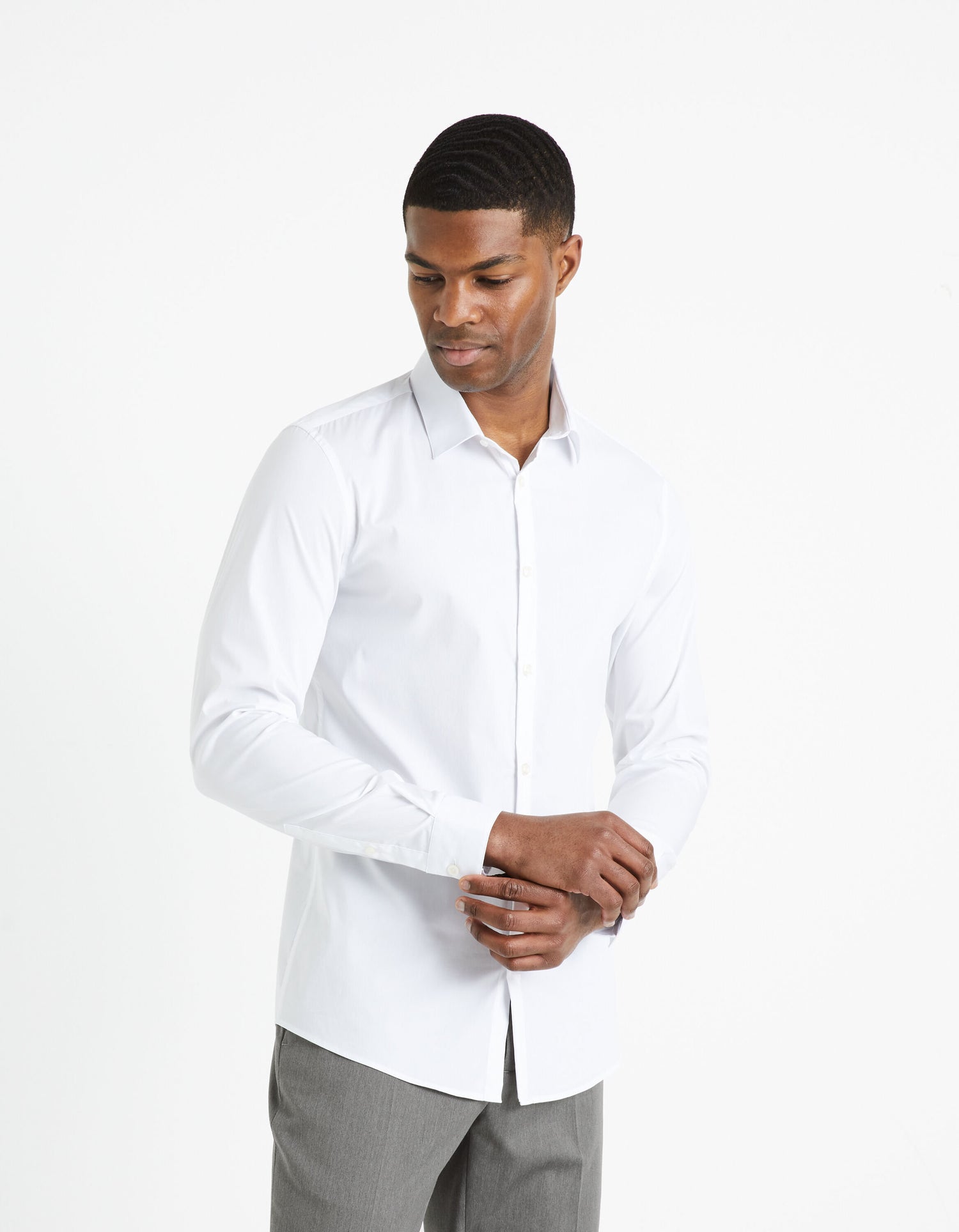 Extra Slim Stretch Cotton Shirt - White_02