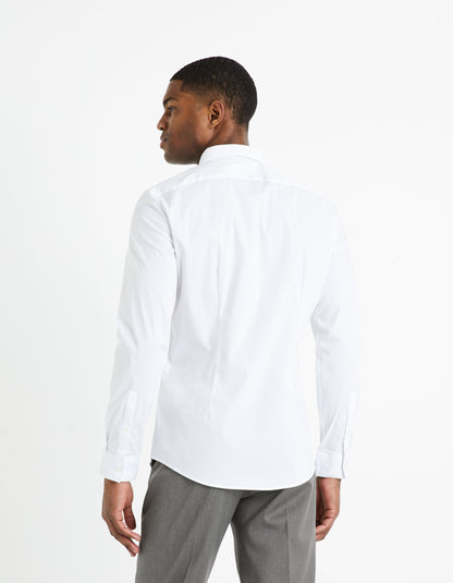 Extra Slim Stretch Cotton Shirt - White_04