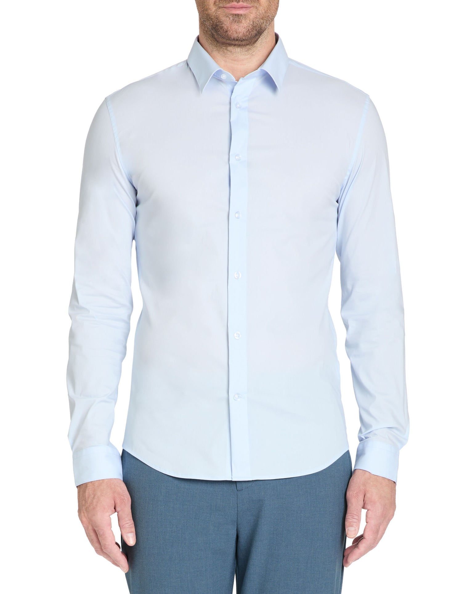 Extra Slim Stretch Cotton Shirt - Light Blue_02