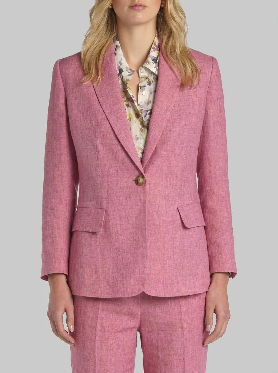 Luisa Spagnoli Rosa Melange Women Vetrate - Classic Linen Blazer SKU: VETRATE_0338 Image 00