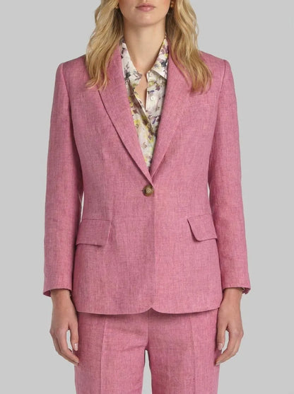 Luisa Spagnoli Rosa Melange Women Vetrate - Classic Linen Blazer SKU: VETRATE_0338 Image 00