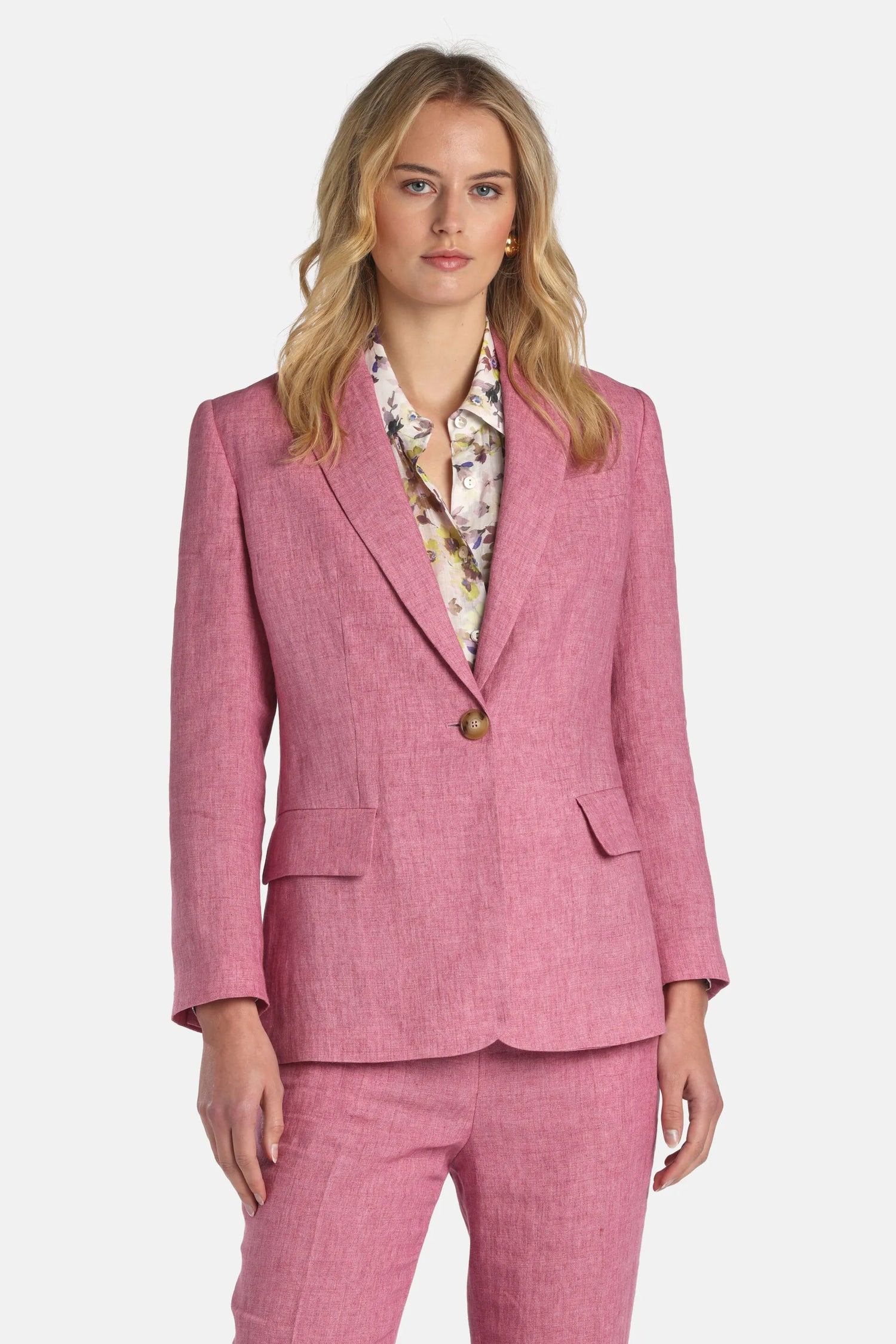 Luisa Spagnoli Rosa Melange Women Vetrate - Classic Linen Blazer SKU: VETRATE_0338 Image 01